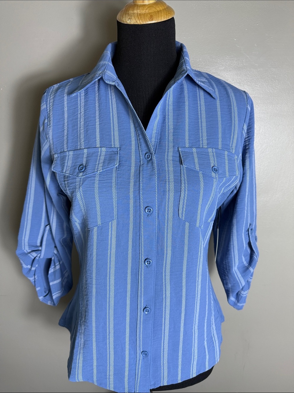 3rd + Malt Women’s Blue Striped Button-Up Shirt Sz PL NWT
